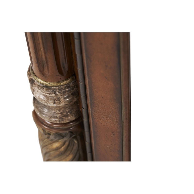 Maklaine Wood Floor Mirror with Storage - Classic Chestnut