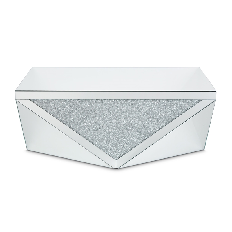 Maklaine Mirrored Glass-encased Crystal Cocktail Table