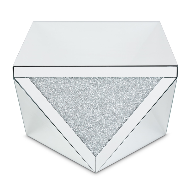 Maklaine Mirrored Glass-encased Crystal Cocktail Table