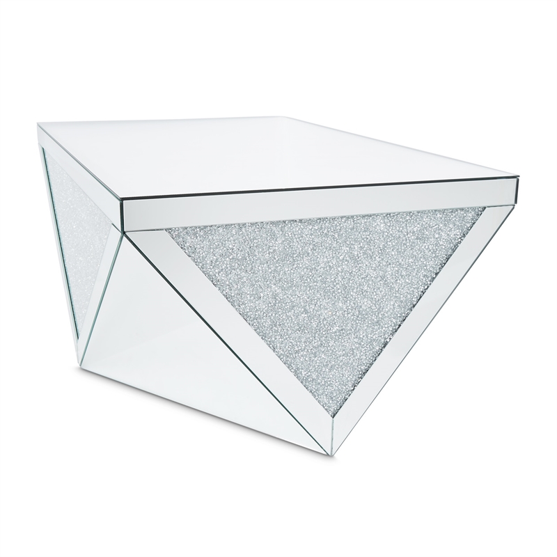 Maklaine Mirrored Glass-encased Crystal Cocktail Table