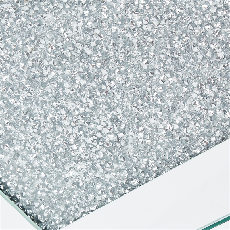 Maklaine Mirrored Glass-encased Crystal Cocktail Table