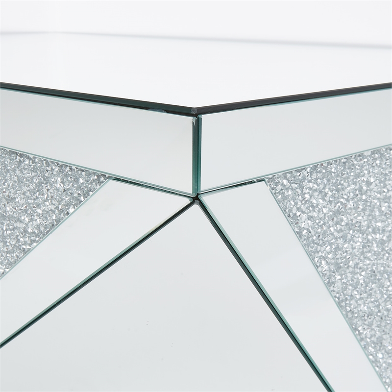 Maklaine Mirrored Glass-encased Crystal Cocktail Table