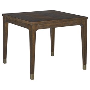 Maklaine 35.5&quot Square Modern Wood Dining Table in Brown/Antique Brass