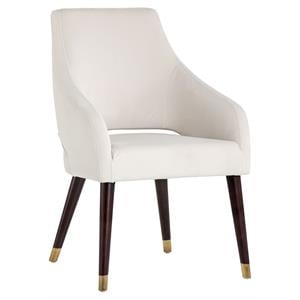 Maklaine 19&quot Modern Fabric and Wood Dining Armchair in Calico Cream