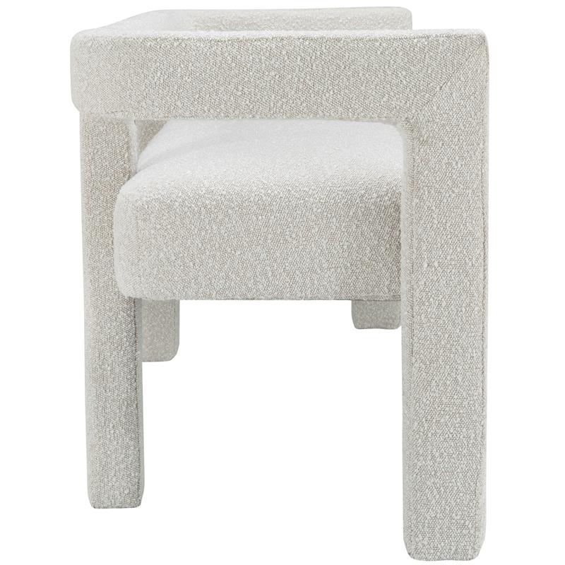 Maklaine Contemporary Rounded Back Cream Boucle Fabric Bench