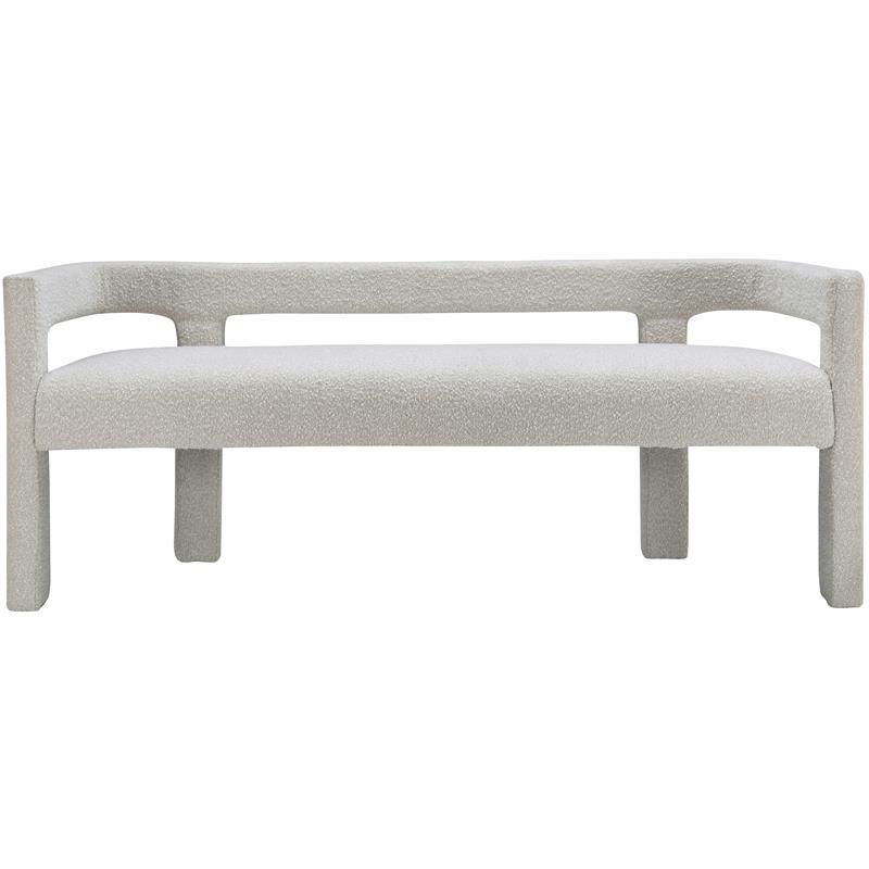 Maklaine Contemporary Rounded Back Cream Boucle Fabric Bench