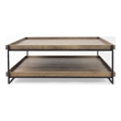 Maklaine 48x46 Rectangular Brown Wood Top Black Coffee Table (Set of 2)