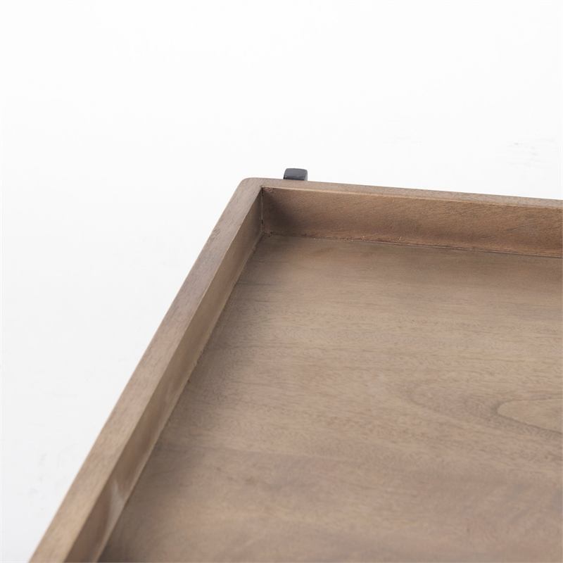 Maklaine 48x46 Rectangular Brown Wood Top Black Coffee Table (Set of 2)