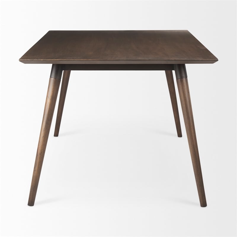 Maklaine Solid Wood and Metal Rectangular Dining Table in Brown