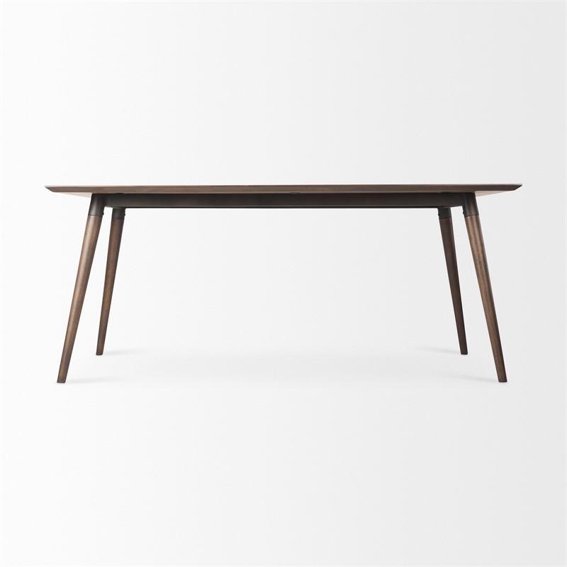 Maklaine Solid Wood and Metal Rectangular Dining Table in Brown