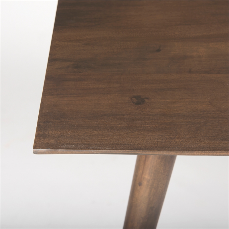 Maklaine Solid Wood and Metal Rectangular Dining Table in Brown