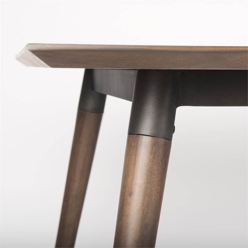 Maklaine Solid Wood and Metal Rectangular Dining Table in Brown