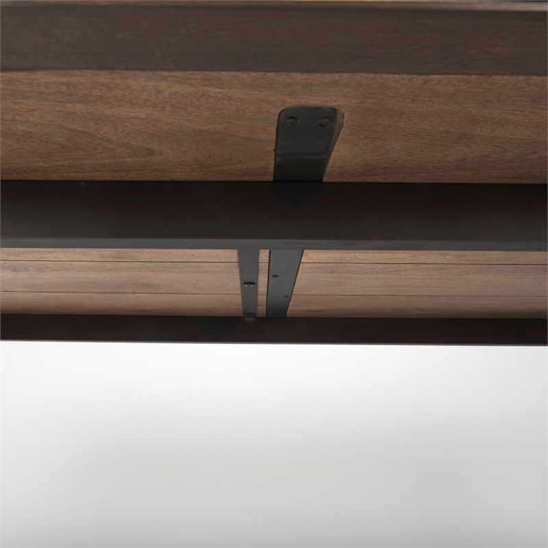 Maklaine Solid Wood and Metal Rectangular Dining Table in Brown