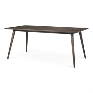 Maklaine Solid Wood and Metal Rectangular Dining Table in Brown