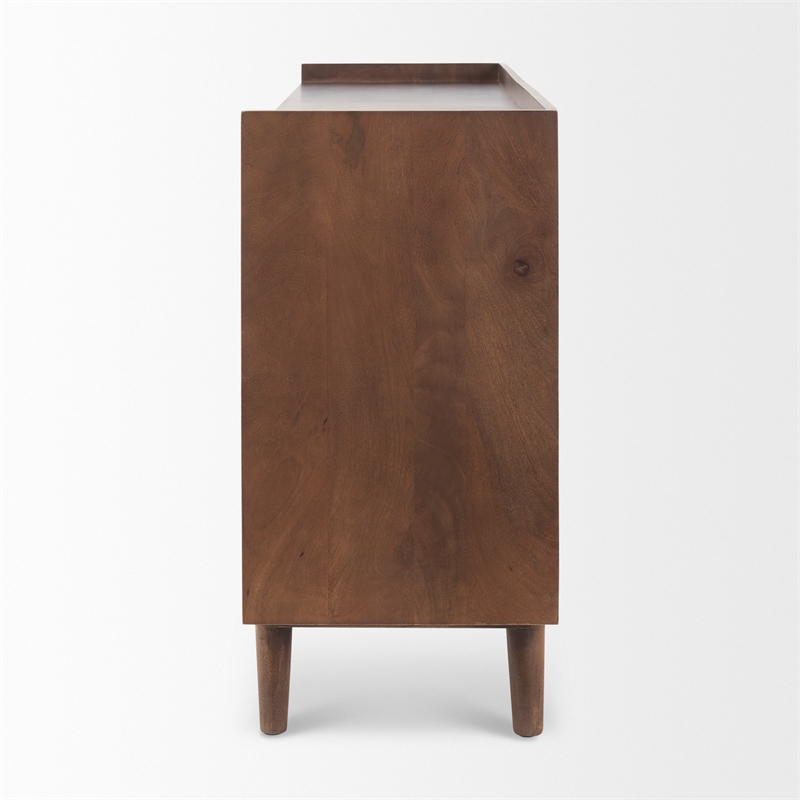 Maklaine 70.75L x 16W x 32H Medium Brown Wood 4 Door Tray Top Sideboard