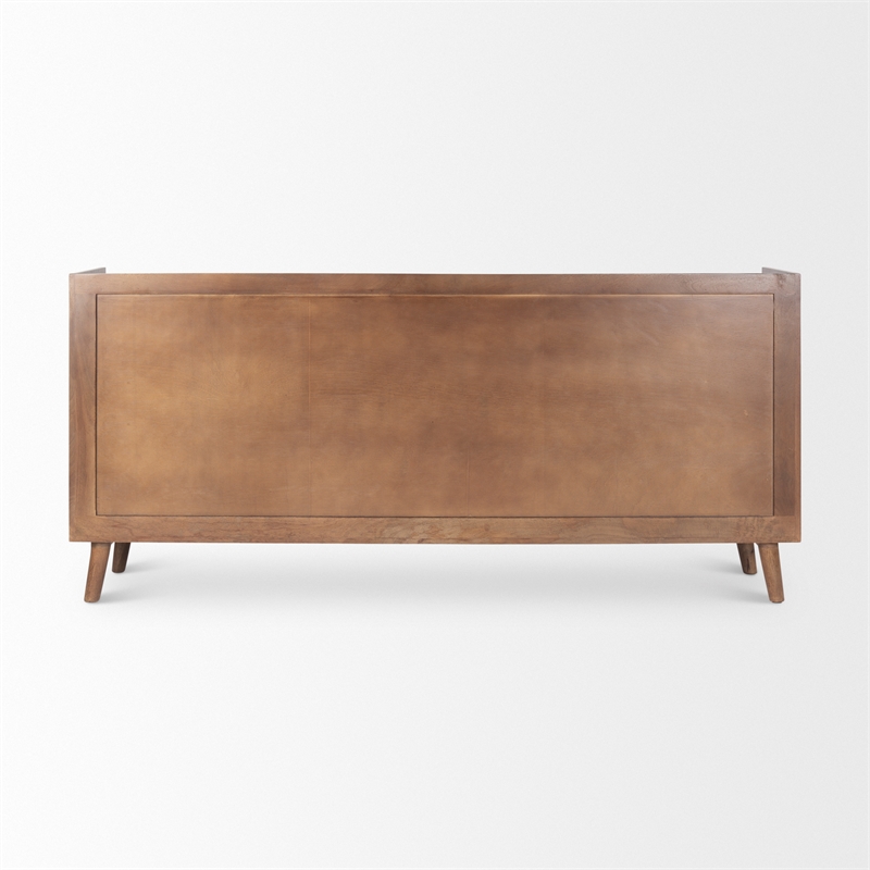 Maklaine 70.75L x 16W x 32H Medium Brown Wood 4 Door Tray Top Sideboard