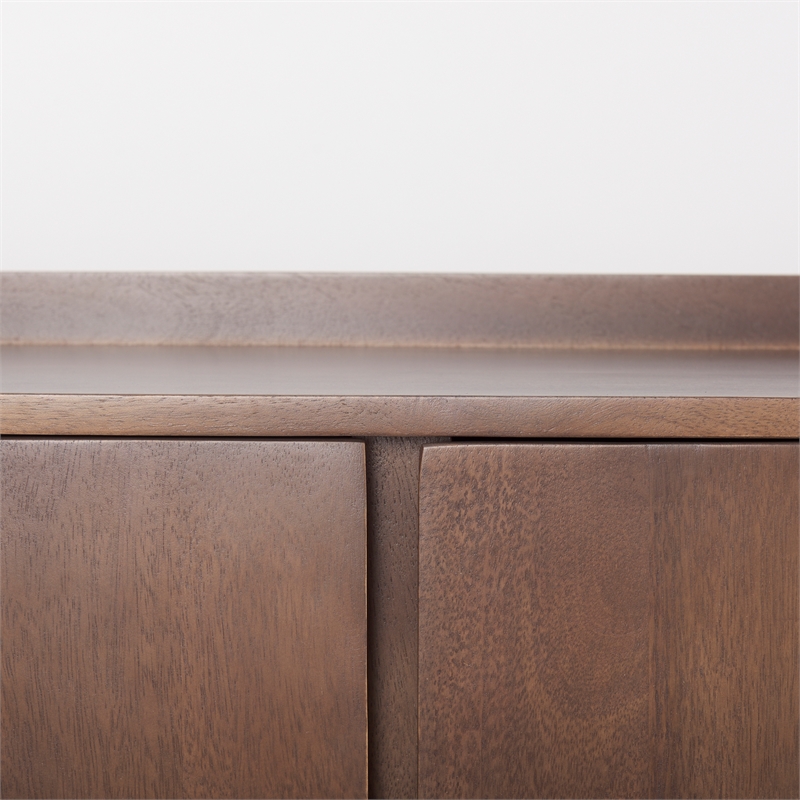 Maklaine 70.75L x 16W x 32H Medium Brown Wood 4 Door Tray Top Sideboard