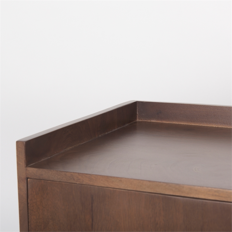 Maklaine 70.75L x 16W x 32H Medium Brown Wood 4 Door Tray Top Sideboard