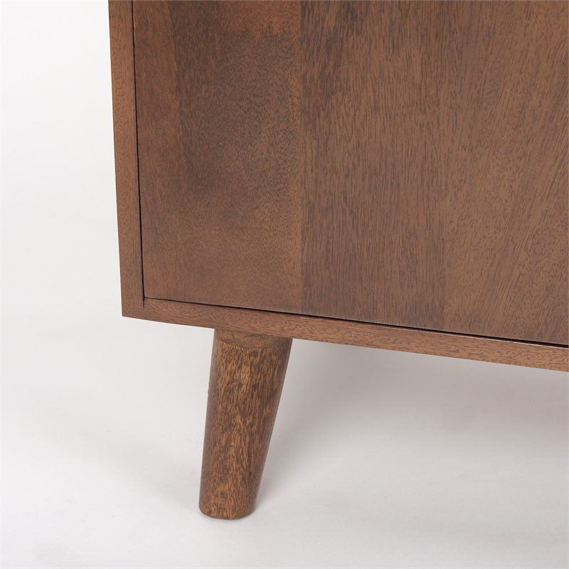 Maklaine 70.75L x 16W x 32H Medium Brown Wood 4 Door Tray Top Sideboard