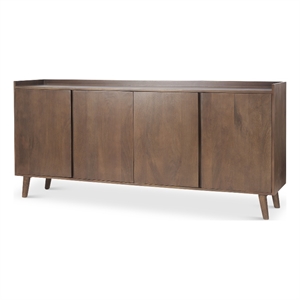Maklaine 70.75L x 16W x 32H Medium Brown Wood 4 Door Tray Top Sideboard