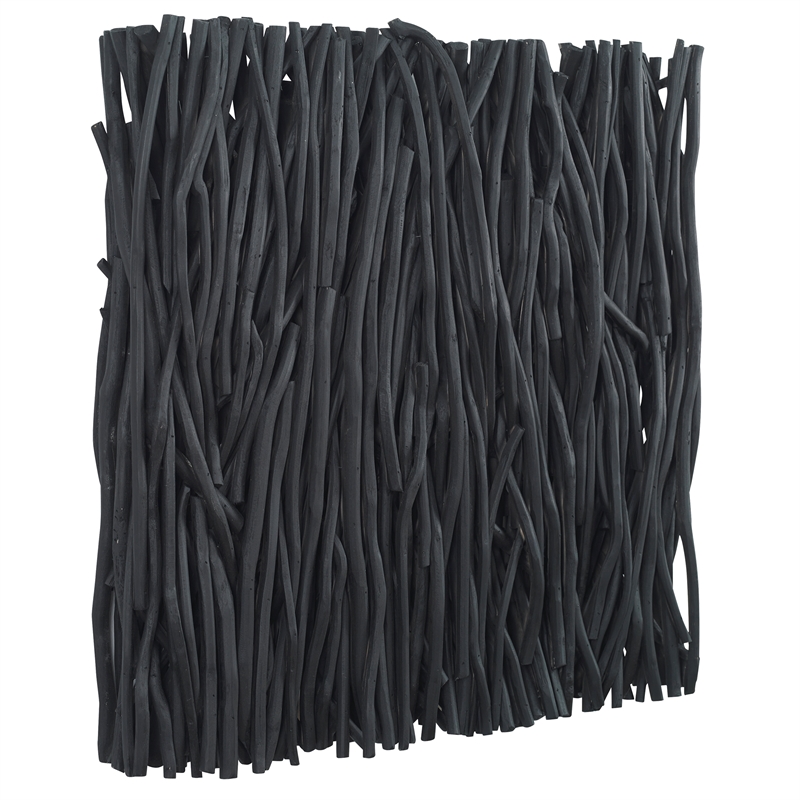 Maklaine Square Transitional Wood Wall Decor in Black Finish