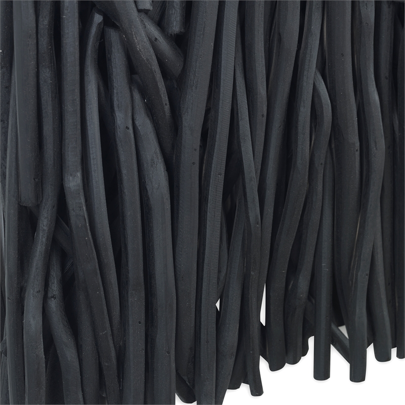 Maklaine Square Transitional Wood Wall Decor in Black Finish