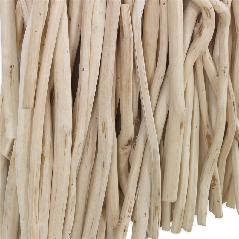 Maklaine Square Transitional Wood Wall Decor in Natural Finish