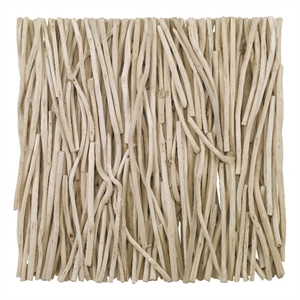 Maklaine Square Transitional Wood Wall Decor in Natural Finish