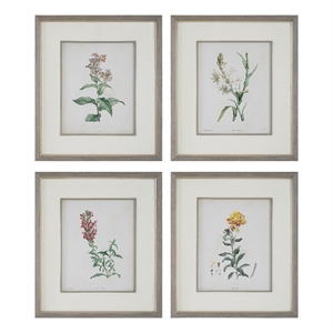 Maklaine Wood & Fabric Framed Prints in Gray/Ivory (Set of 4)