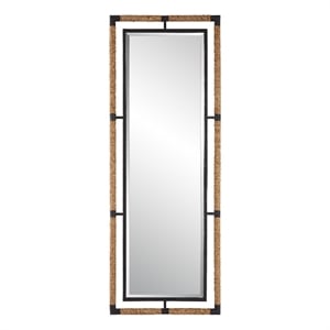 Maklaine 27.5&quot Transitional Rope & Metal Tall Mirror in Black