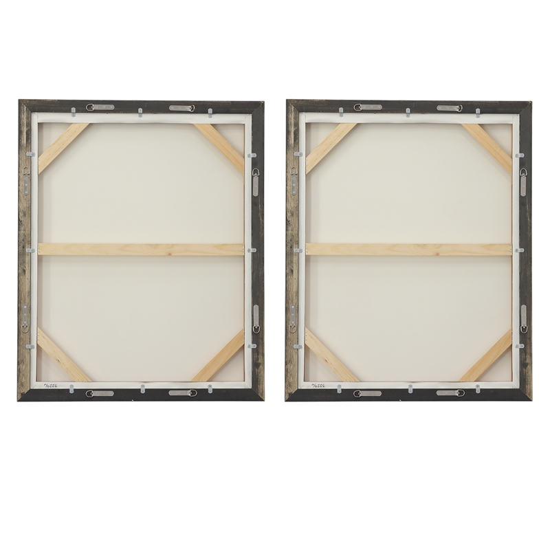 Maklaine Canvas Fabric Abstract Arts in Multi-Color (Set of 2)