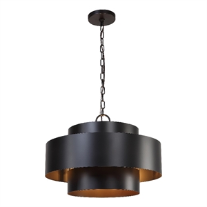 Maklaine 4-Light Transitional Steel Metal Pendant in Dark Bronze