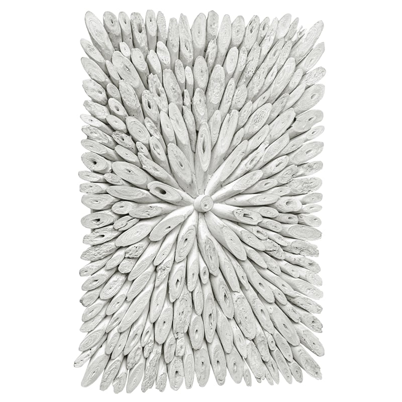 Maklaine Handcrafted Transitional Wood Wall Decor in White Washed