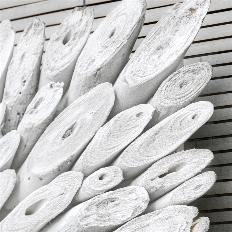 Maklaine Handcrafted Transitional Wood Wall Decor in White Washed