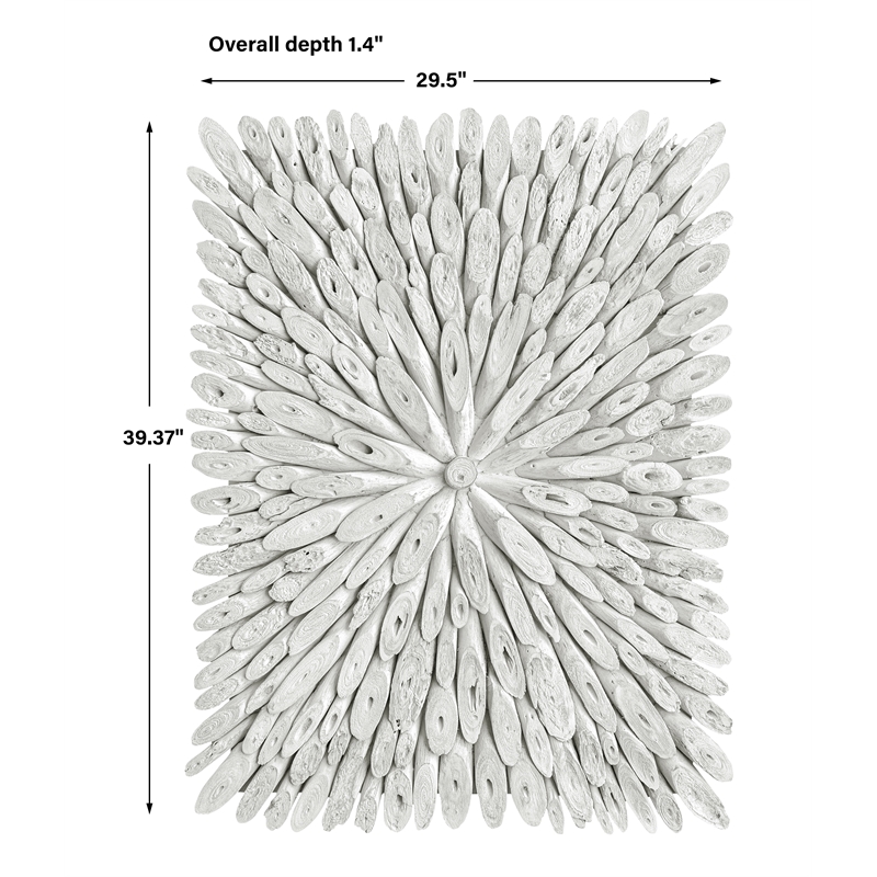 Maklaine Handcrafted Transitional Wood Wall Decor in White Washed