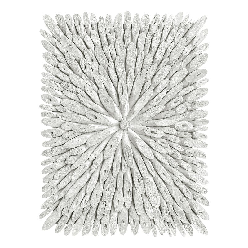 Maklaine Handcrafted Transitional Wood Wall Decor in White Washed