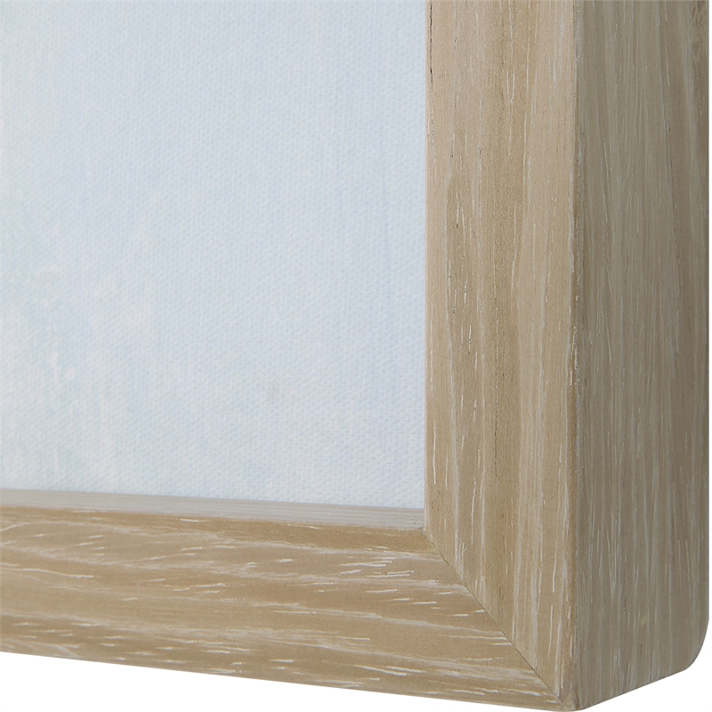 Maklaine Coastal Wood Canvas Fabric Prints in Blue/Gray (Set of 2)
