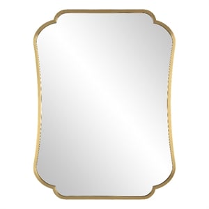 Maklaine Curved Traditional Stainless Steel Mirror in Brushed Brass