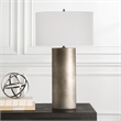 Maklaine 1-Light Contemporary Metal & Fabric Table Lamp in Gray/White