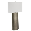 Maklaine 1-Light Contemporary Metal & Fabric Table Lamp in Gray/White