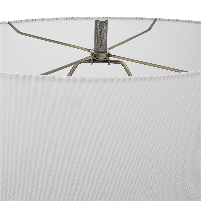 Maklaine 1-Light Contemporary Metal & Fabric Table Lamp in Gray/White