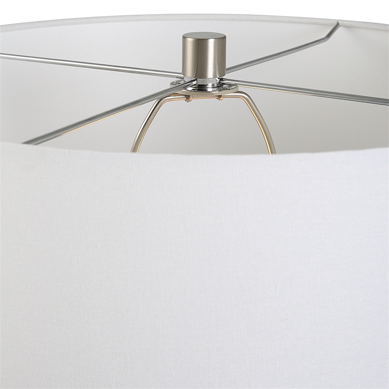 Maklaine 1-Light Ceramic & Fabric Table Lamp in White/Distressed Blue