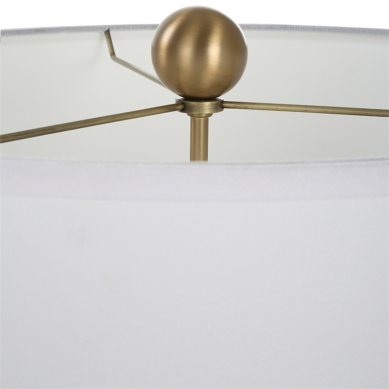 Maklaine 2-Light Transitional Fabric & Glass Table Lamp in White/Bronze