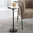 Maklaine Contemporary Metal & Crystal Accent Table in Rustic Brown/Clear