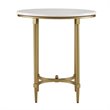 Maklaine Traditional Metal and Marble End Table in White/Gold