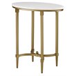 Maklaine Traditional Metal and Marble End Table in White/Gold