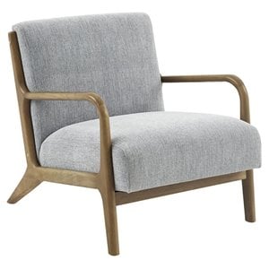 Maklaine 29&quot Fabric and Solid Wood Lounge Chair in Gray/Natural