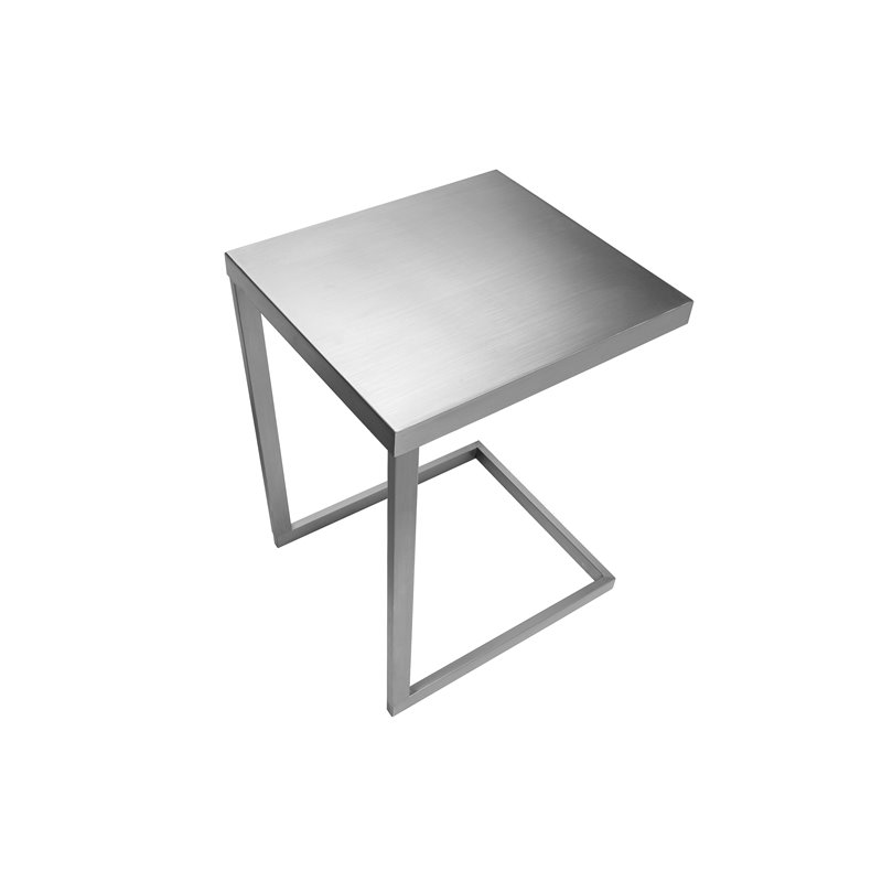 Maklaine Modern Brushed Steel Metal Tray Table in Silver Finish
