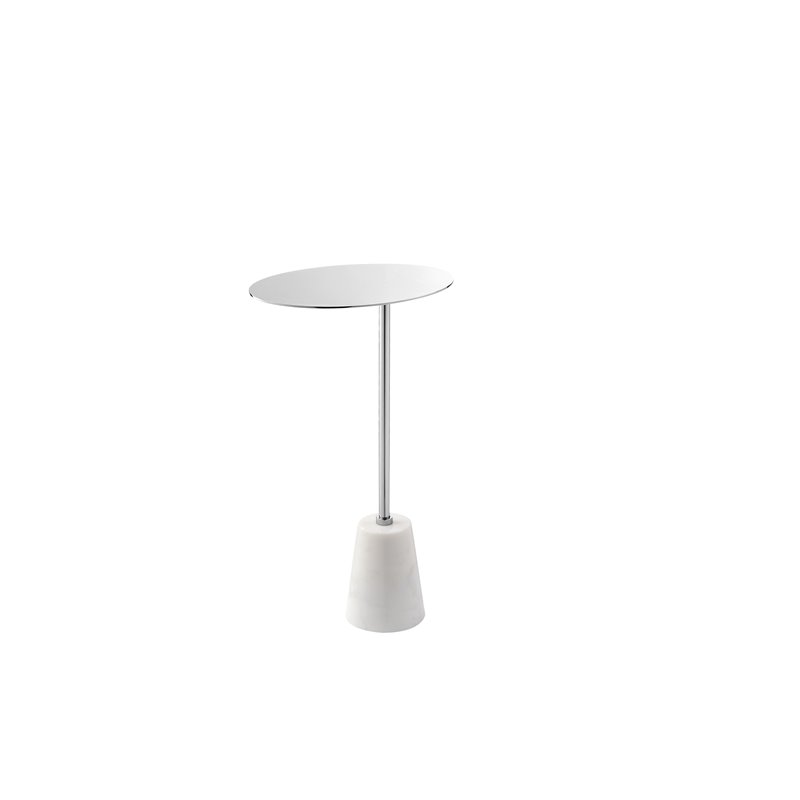 Maklaine Modern Genuine Marble & Steel Side Table in White Finish