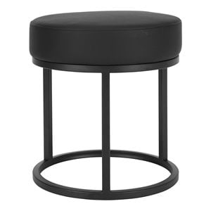 Maklaine 18&quot Modern Faux Leather & Metal Stan Stool in Black